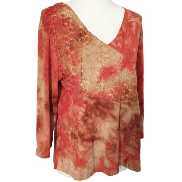 Y2K Embroidered Faux Wrap Top M Indie Fairy Bohemian Hippie Sequins Whimsigoth - Picture 4 of 16